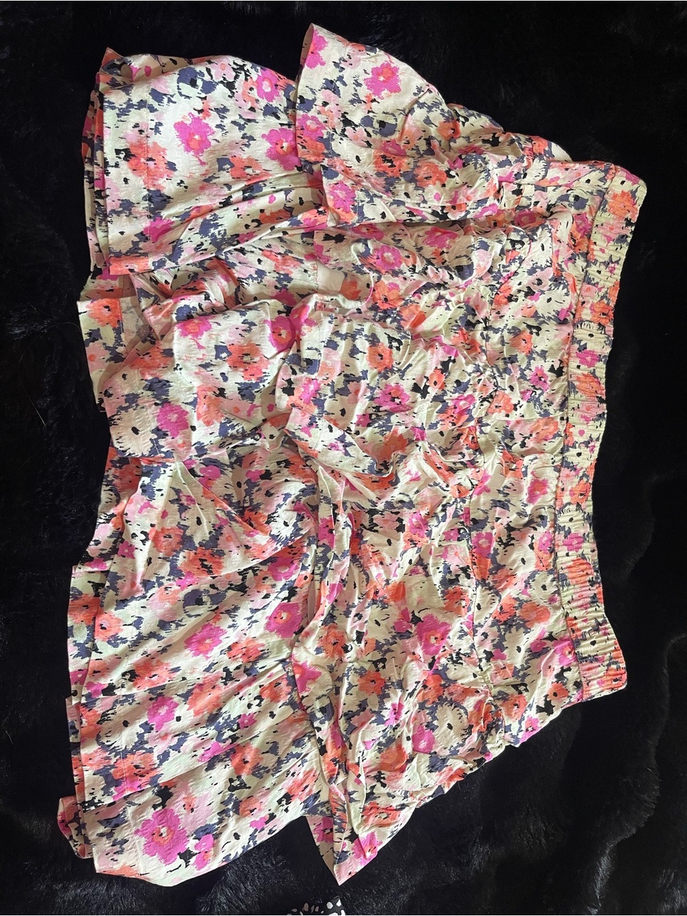 Universal Thread Floral Ruffle Shorts in Cream, Pink and Navy